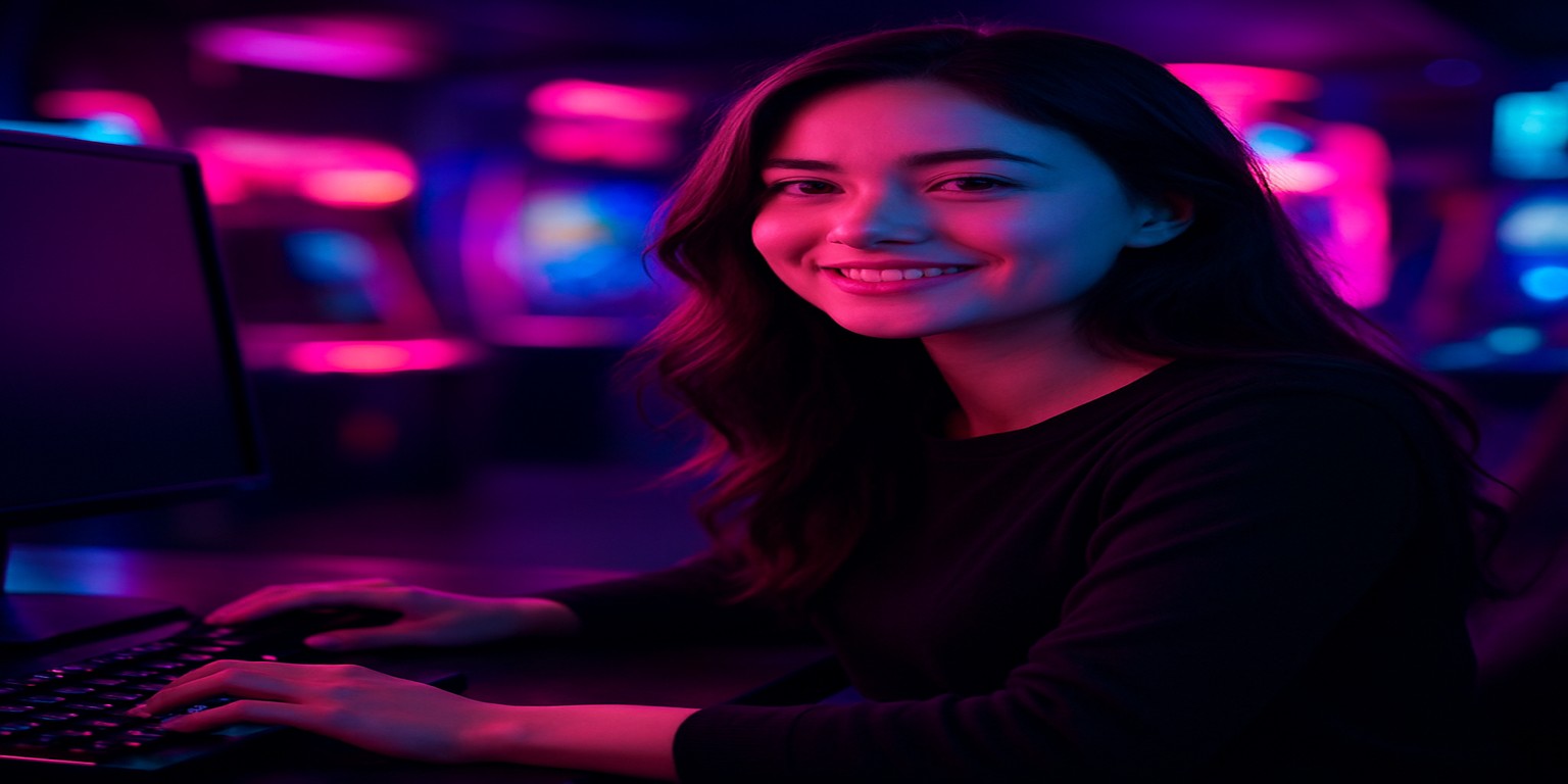 fd77-এ গেম খেলার আনন্দ উপভোগ করছেন একজন নারী